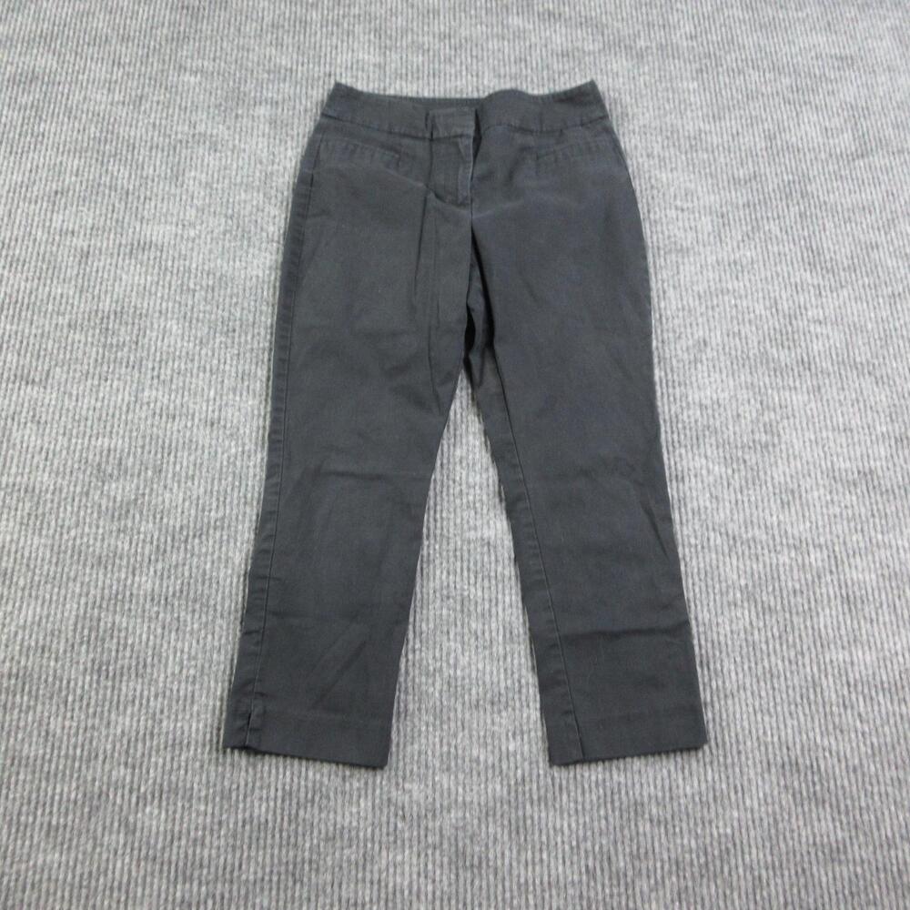 Ann Taylor Factory Pants Womens 00P Black Chino Straight Stretch Pockets 26x21*